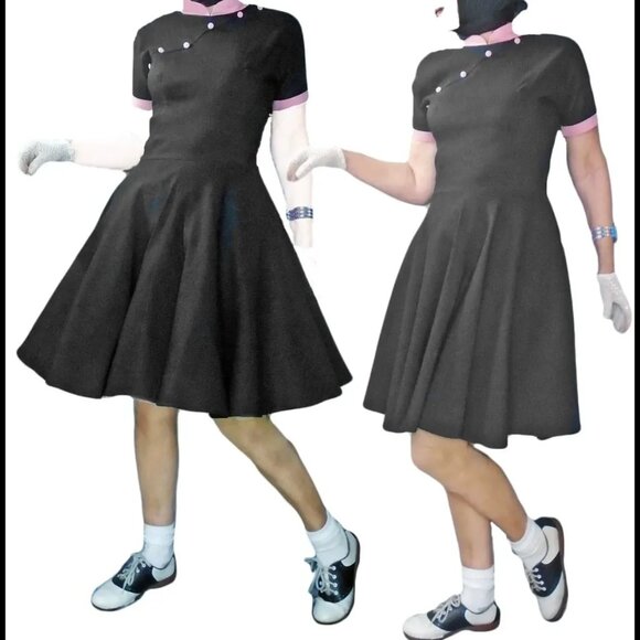 50s Style Dress Fit Flare Volup Full Skirt Rockabilly 90s Vintage - Picture 4 of 14